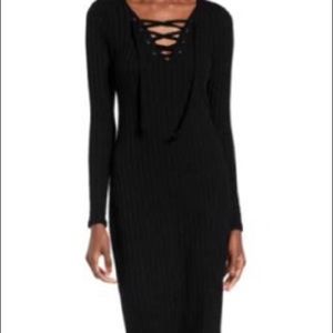 Nordstrom brand Lace-up rib knit dress